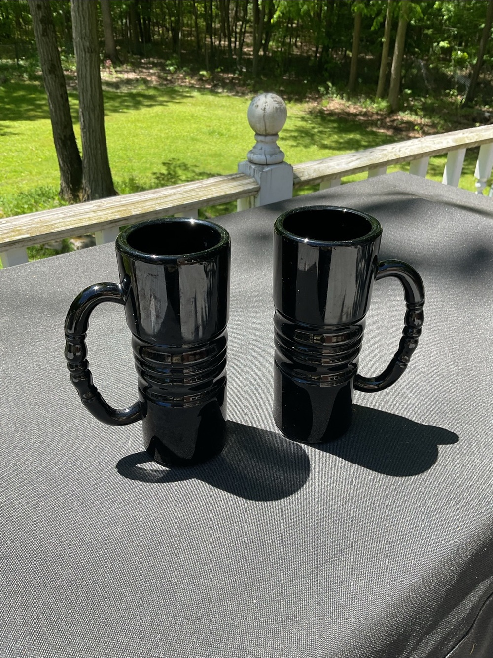 Vintage Indian Black GlassTankard Mugs - Set of 2 MCM